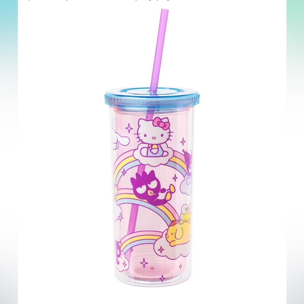 Hello Kitty Rainbow Tumbler with Straw - Pink and Purple